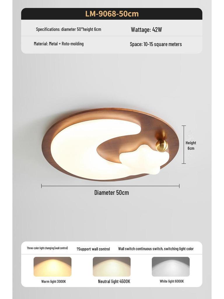 "Full Spectrum Eye Protection Ceiling Lamp - Modern Medieval Style for Bedroom, Children's Room, or Study"