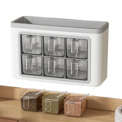 Wall-Mounted Seasoning Storage Box Kitchen Pepper Storage Box Adhesive Wall Mounted Condiment Jar Set For Home Kitchen