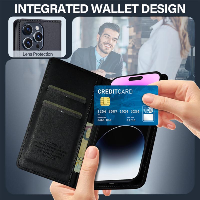 Magnetische Brieftaschen-Klapphülle für iPhone 16 Pro Max 15 Plus 14 13 12 11 8 7 SE4 Leder Kartenhalter Handy Schutzhülle