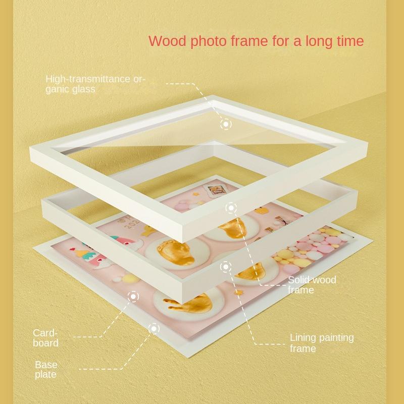 Baby Full Moon Print Mud Lanugo Souvenir Photo Frame Newborn Baby Foot Print One-year-old Hundred-day Gift