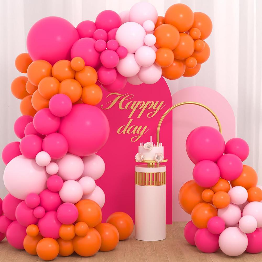 Pink Balloons Garland Rose Red Orange Balloon Arch Kit Bride Shower Wedding Home Kid Birthday Party Graduation Decoration Globos