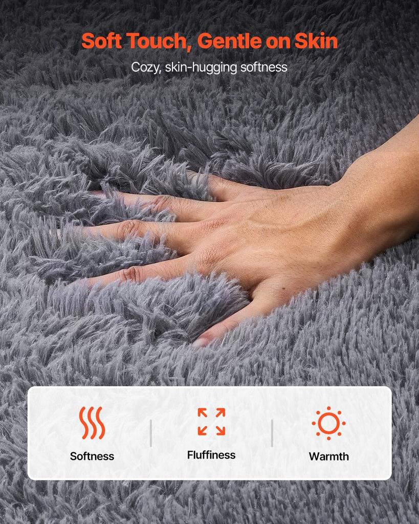 Indoor Plush Area Rugs, 2.44 X 3.05m Soft Plush Carpet, Furry Shag Area Rugs for Living Room, Bedroom, Sunroom, Modern Home Decor Aesthetic,