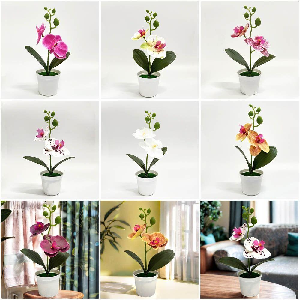 Kunstmatige Kunstorchidee Bonsai 25cm Potplant Kunstplant voor Buiten Binnen Kantoor