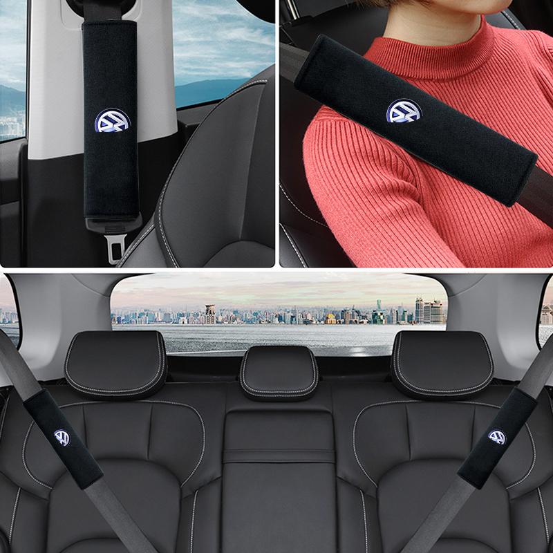 Car Stickers 2025 Hot NEW Car Seat Belt Cover Soft Shoulder Strap Embroidery Shoulder Pad For Volkswagen Tharu R Polo  R-Line