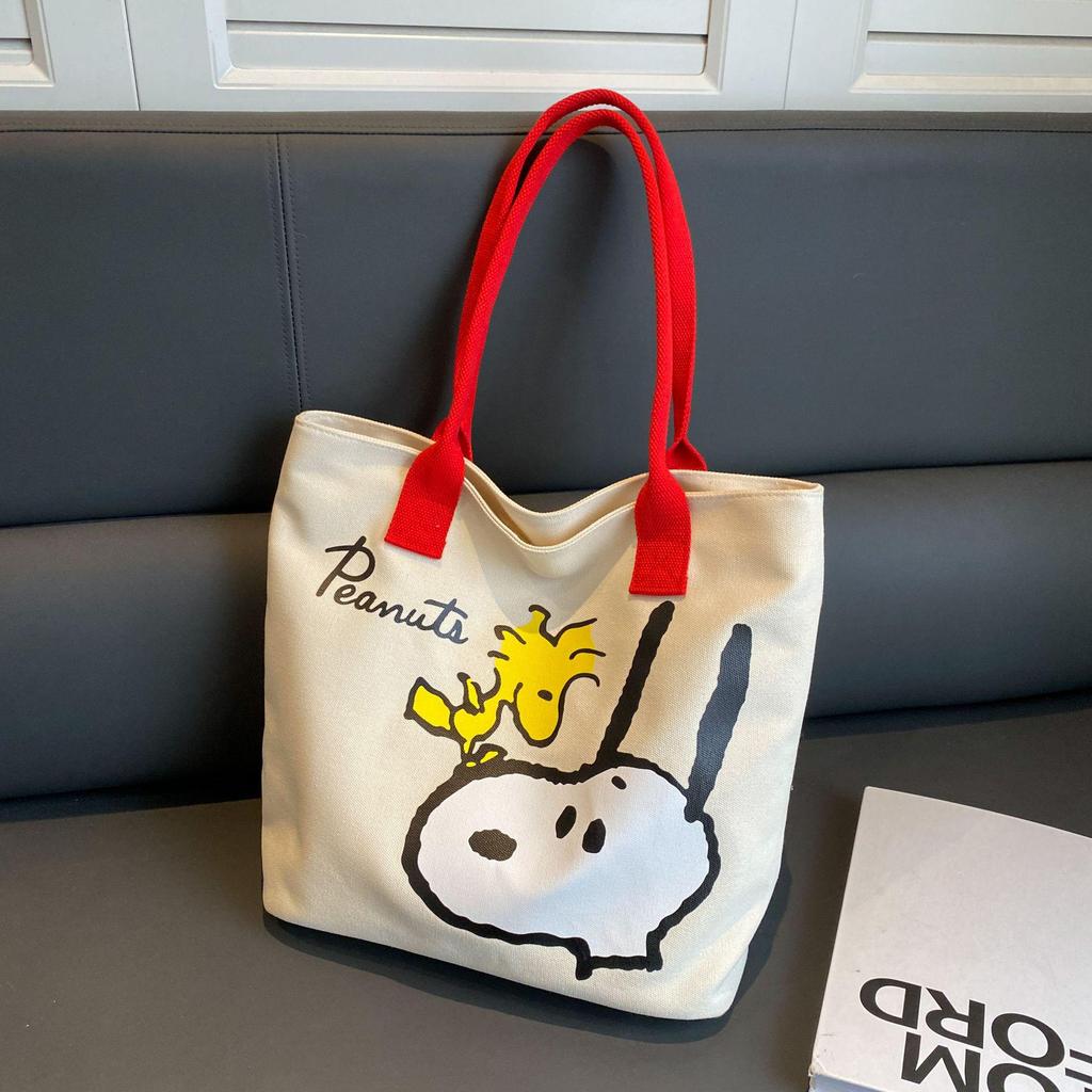 Large Cartoon Print Canvas Tote – Colorful, Cute, Versatile Handbag for Women