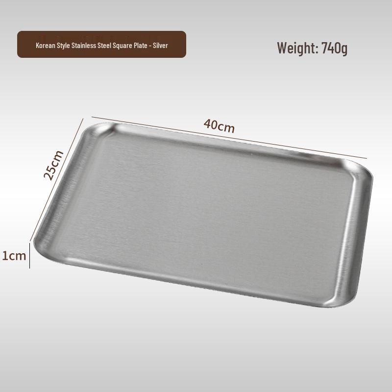 Korean Style 304 Stainless Steel Gold Rectangular Cafe Tray Dessert Plate