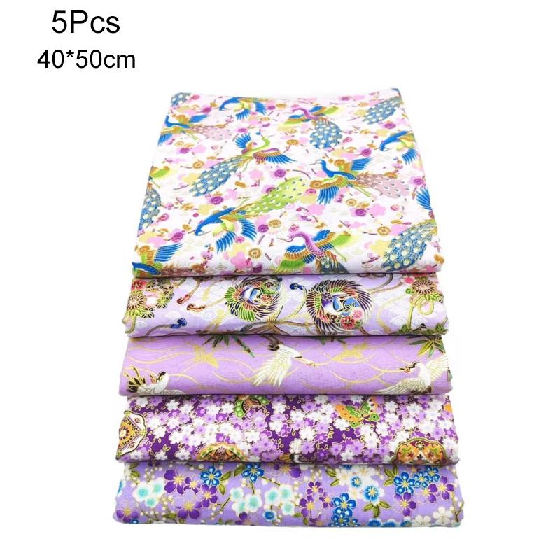 5 Stück Vergoldungsdruck Handgefertigtes Material Baumwollstoff Japanischer Stil Kimono Bronzefarbenes Heimtextil für Patchwork