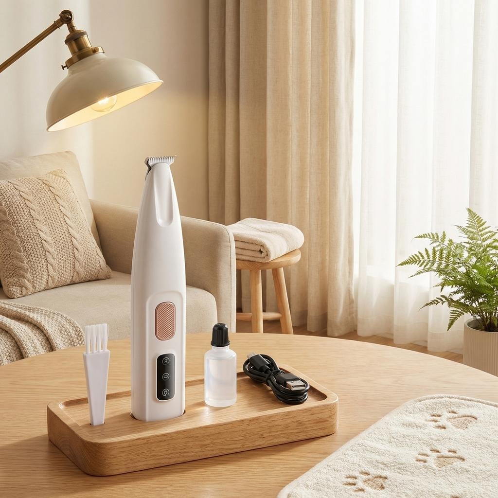 Haustierfellpflege-Werkzeug mit Licht, Elektrisches Pflegesystem für Katzen und Hunde, Tragbarer Rasierer für Haustierpfotenhaare