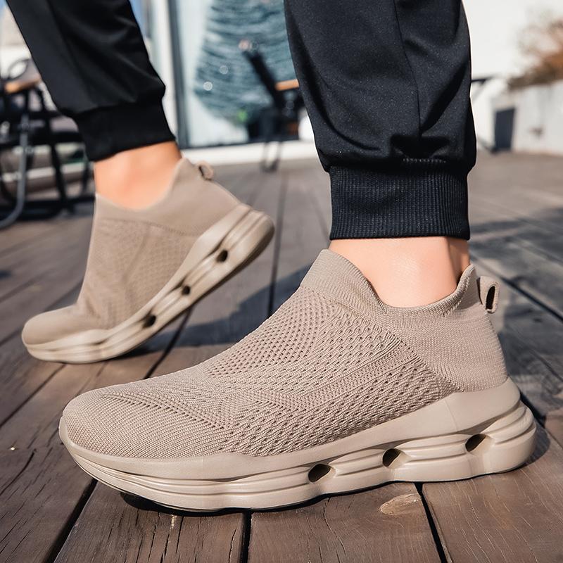 Women's Blue Black Khaki Sport Shoes Men Casual Lightweight Slip On Walking Socks Shoes Couple Jogging Sneakers