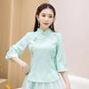 Retro Ethnic Embroidered Cotton-Linen Tang Suit: Two-Piece Cheongsam Zen Tea Outfit