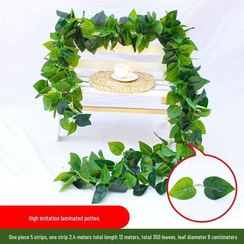 Rattan Pothos Artificial Leaf Vine for Indoor AC and Water Pipe Decoration