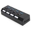 USB 3.0 Hub 4‑Port Expander Date Hub with Individual Power Switches for Keyboard Wide Voltage