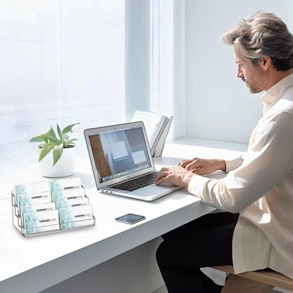 Display Holder Name Card Display Stand Transparent Business Card Storage Box Organization Stand