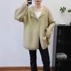Autumn and winter new hooded design sense medium and long sweater jacket solid color loose high sense knitted cardigan women