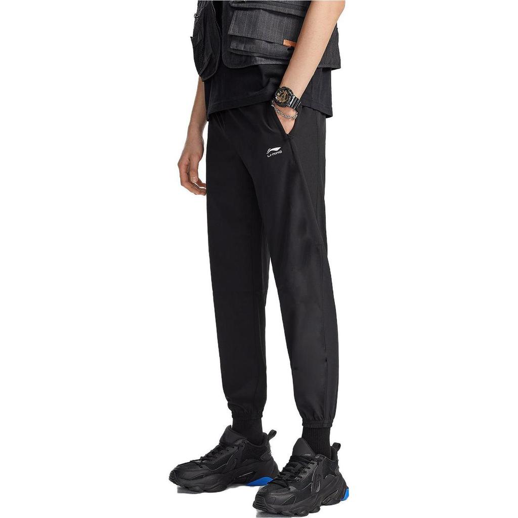 Li Ning Logo Low Waist Straight Leg Jogger Pants Men Pants Black AYKS469-1