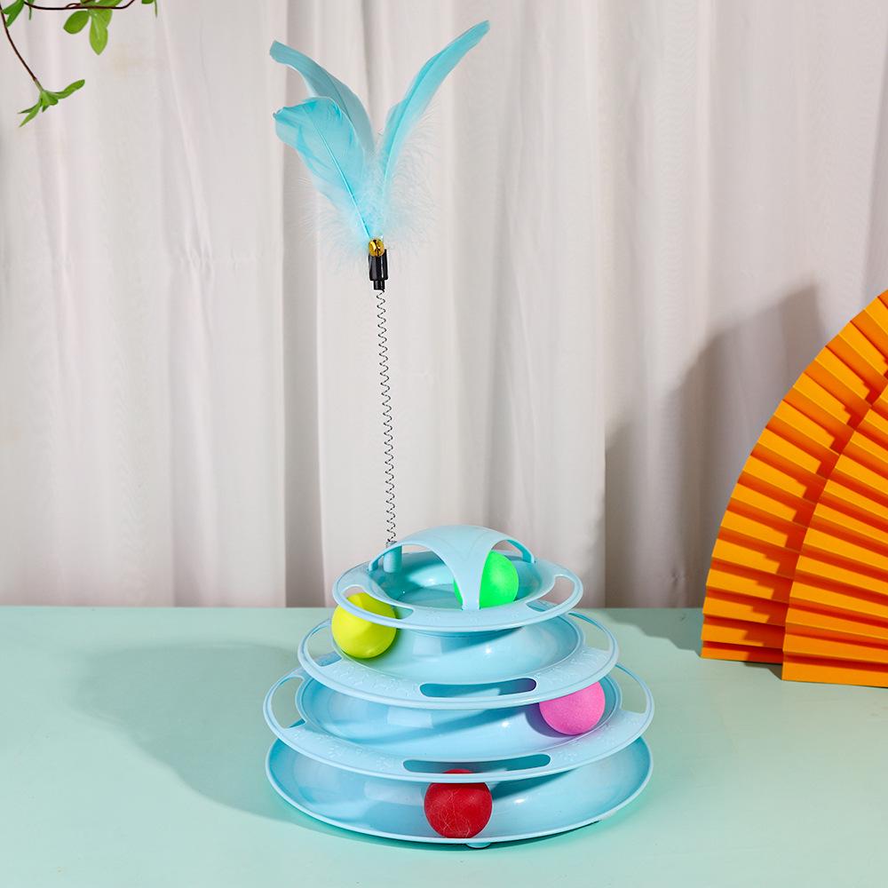 Cat Boredom Relief Kit: Interactive Wand, Teaser Wand, Turntable Toy, Self-Play Mouse Toy.