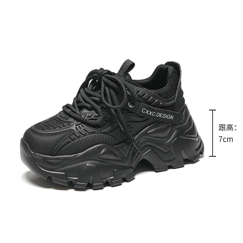 2025 new spring platform dad shoes women's height increased by 7cm versatile, comfortable, breathable and lightweight casual sports shoes