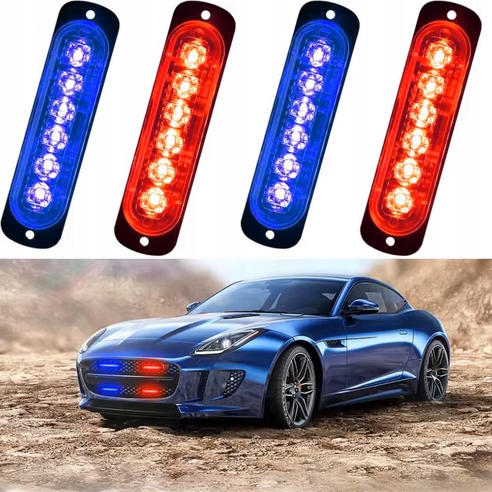 4X Led Red Blue Flash Warning Lamp Remote Control 6 Smd Programs