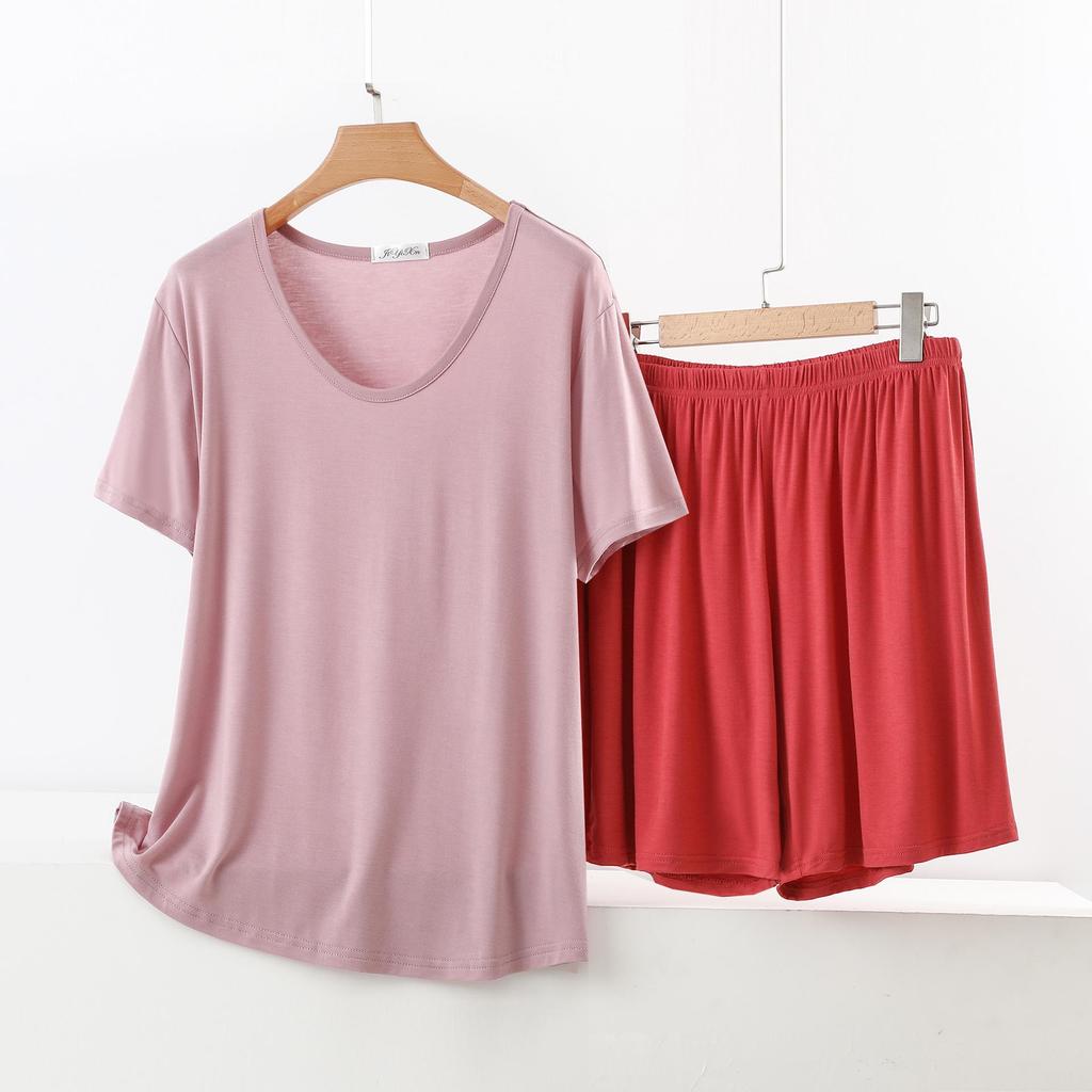 Women's Summer Short-Sleeve Suit: Modal T-Shirt & Slim Shorts Two-Piece Set - Casual, Sporty, Outdoor, or Loungewear