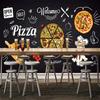 3d Photo Wallpaper Black Hand Painted Pizza Shop Wall Mural Restaurant Menu Dining Room Wall Paper Decor