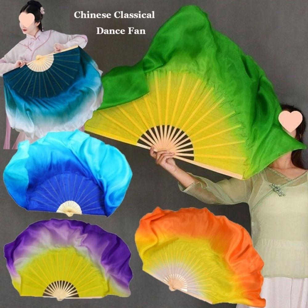 Dancer Practice Pairs Yangko Dance Bamboo Fans Hand Dye Adults Fan  Kid Women