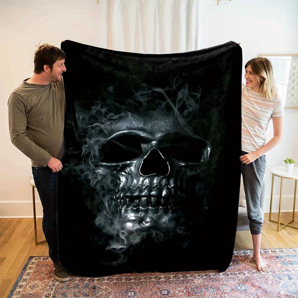 

Black Skull Fleece Blanket – Reversible Soft No Shedding – All-Season Contemporary Throw – Durable Polyester 130x150cm51x59in