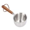 Butter Warmer Stainless Steel Wooden Handle 3 Layers Multi Purpose Butter Melting Pot for Oil Milk Kitchen 120ML