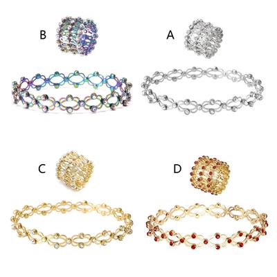 2 In 1 Magic Retractable Ring Bracelet Creative Stretchable Twist Folding Ring Crystal Telescopic Rings Bracelet Jew