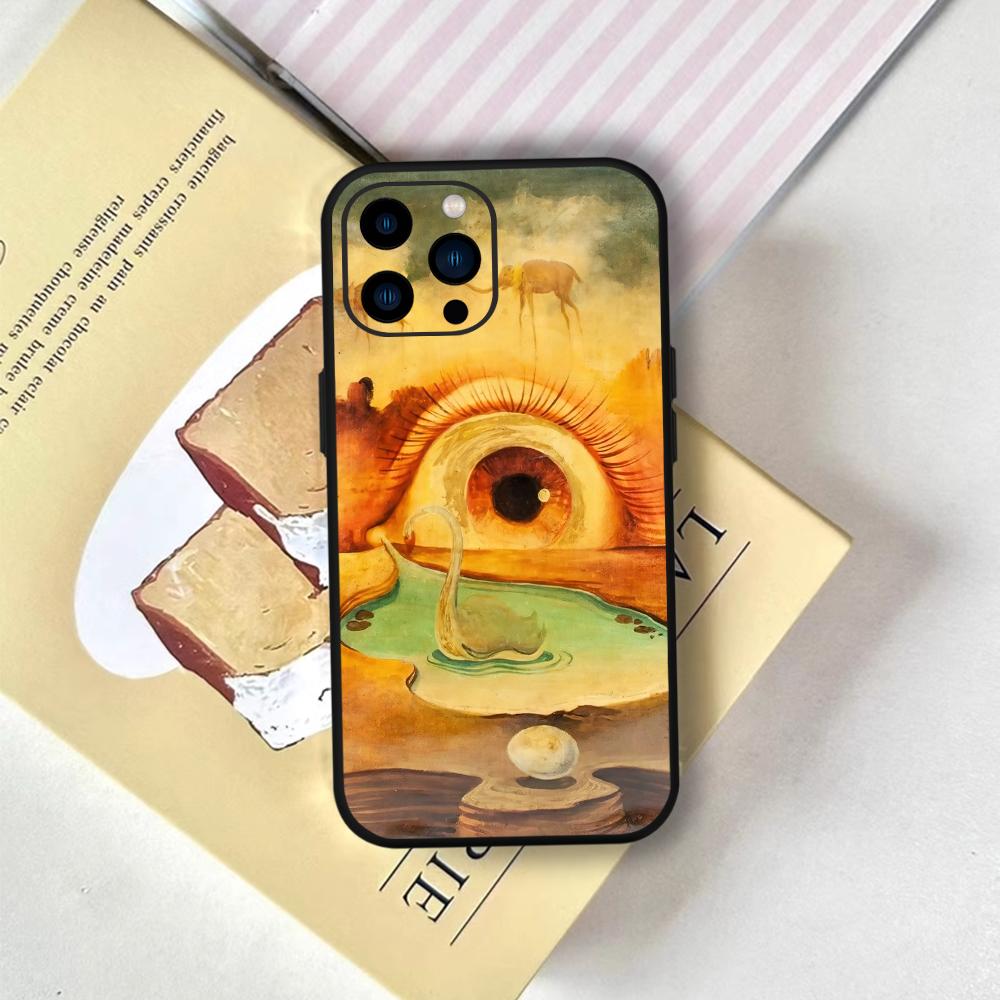 Salvador Dali Art Phone Case FUNDA For IPhone 12 11 13 14 15 16 Max Pro Plus Mini Soft Silicone Black Cover
