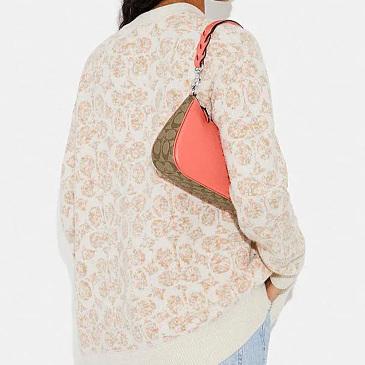 Coach Teri 25 Silver Letter Logo Zipper Underarm Bag Handheld Shoulder Bag Medium Women Bags Orange CJ590-SVB10