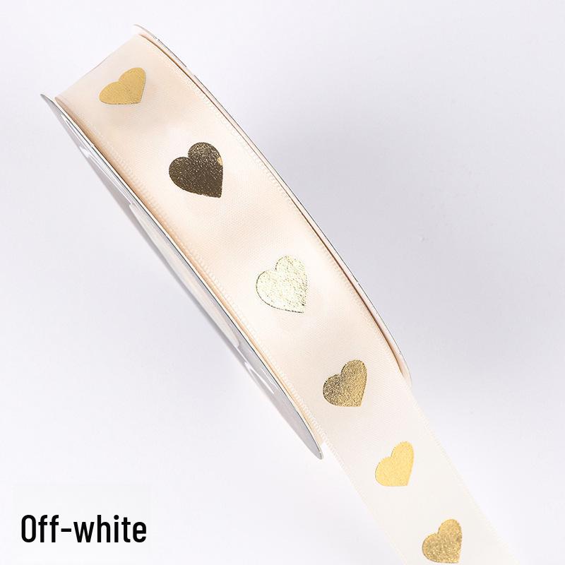 Gold-stamped Polyester Gift Ribbon Bow for Cakes & Floral Packaging