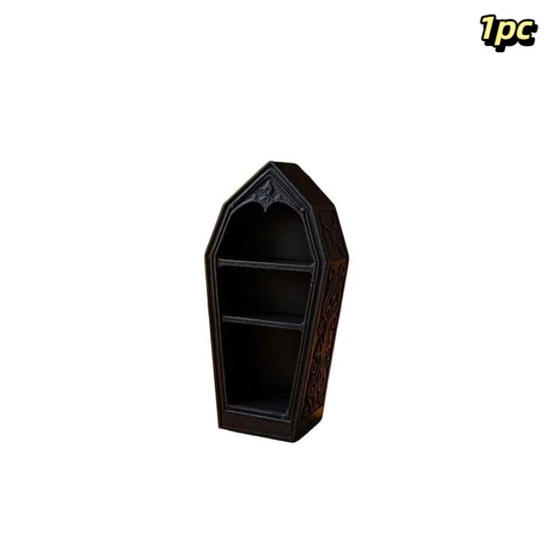 Gotischer schwarzer Sarg Schmuckorganisator Mini Schreibtisch Aufbewahrungsständer für Ringe Ohrringe Perfekte Gothic-Dekoration für Schlafzimmer Schminktisch