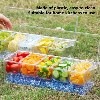 Ice Chilled Condiment Server Plastic Portale Easy To Clean Condiment Server Space Saving Tight Sealing with Lid for Storage