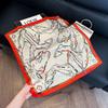 Silk scarf women's spring and autumn decoration versatile ins simple style striped square scarf streamer simulation silk fashion scarf scarf scarf