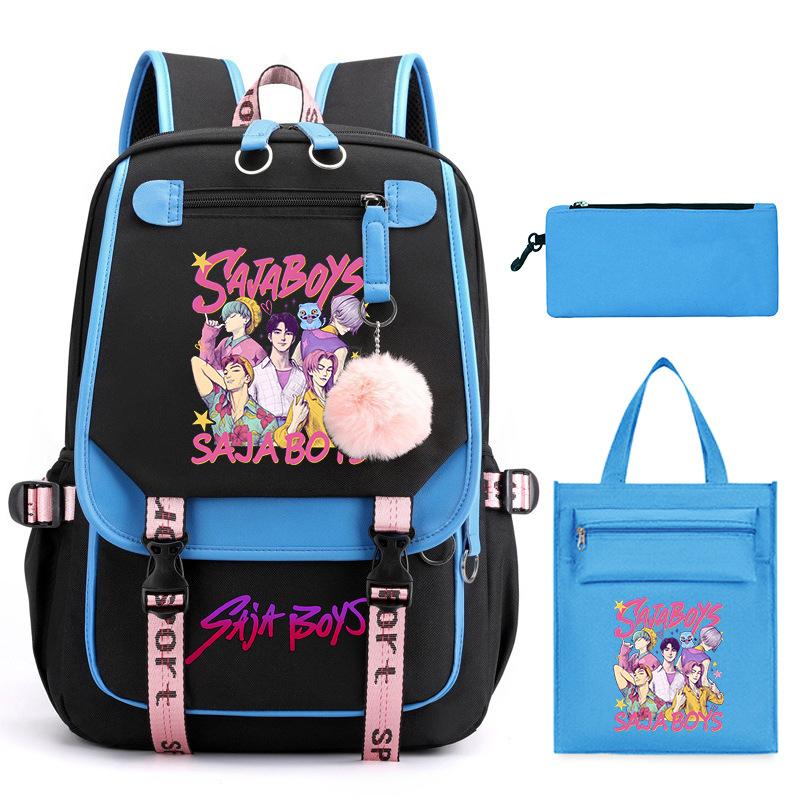 K-Pop Anime Cartoon Printing Casual Student Backpack Shoulder Bag Pencil Case Three-Piece Set no specification