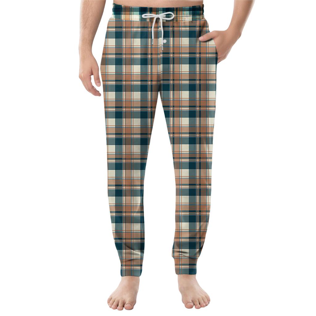 Men's Drawstring Pocket Cuffed Casual Pants Home Sleep Pants