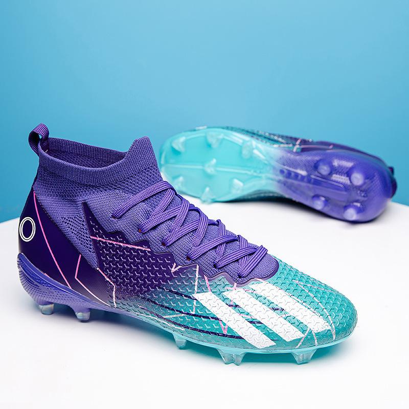 A pair of shipped X10 fly-woven football shoes men's high-top long nails TF broken nails grass training shoes