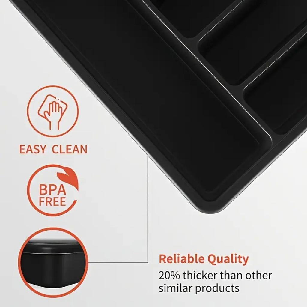 1pc Silver Drawer Storage Box, Expandable Kitchen Utensil Tray, Adjustable Plastic Storage Rack for Spoons, Forks, and Knives