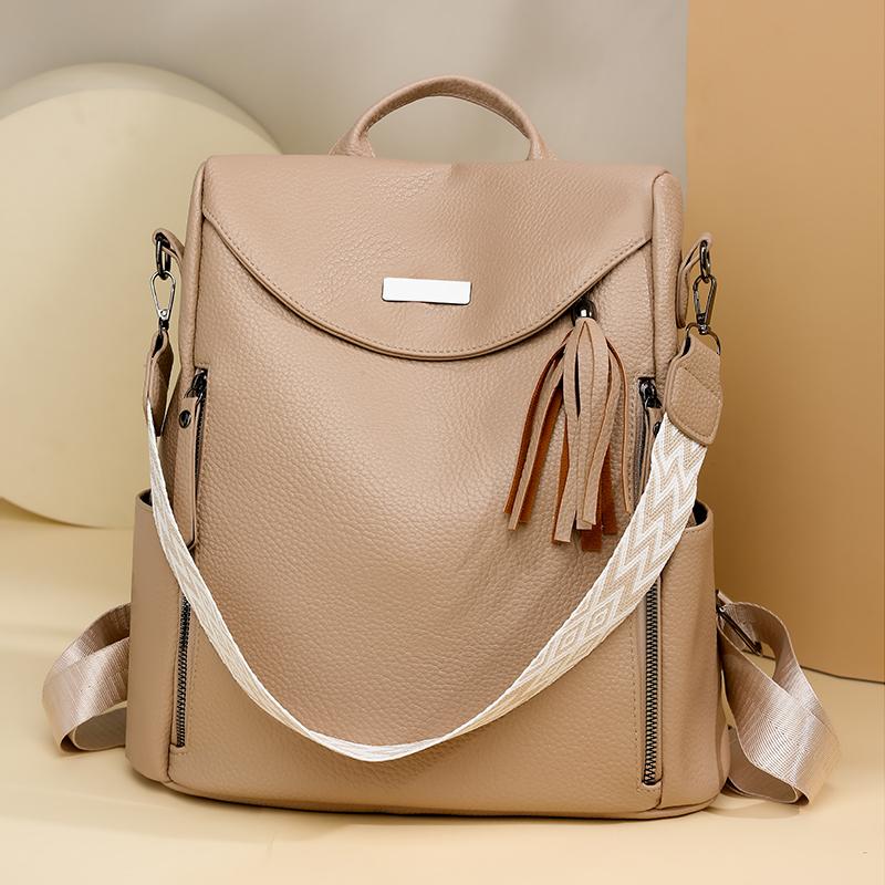 PU Rucksack Große Kapazität Handtasche Quaste Damen Multifunktionale Umhängetasche