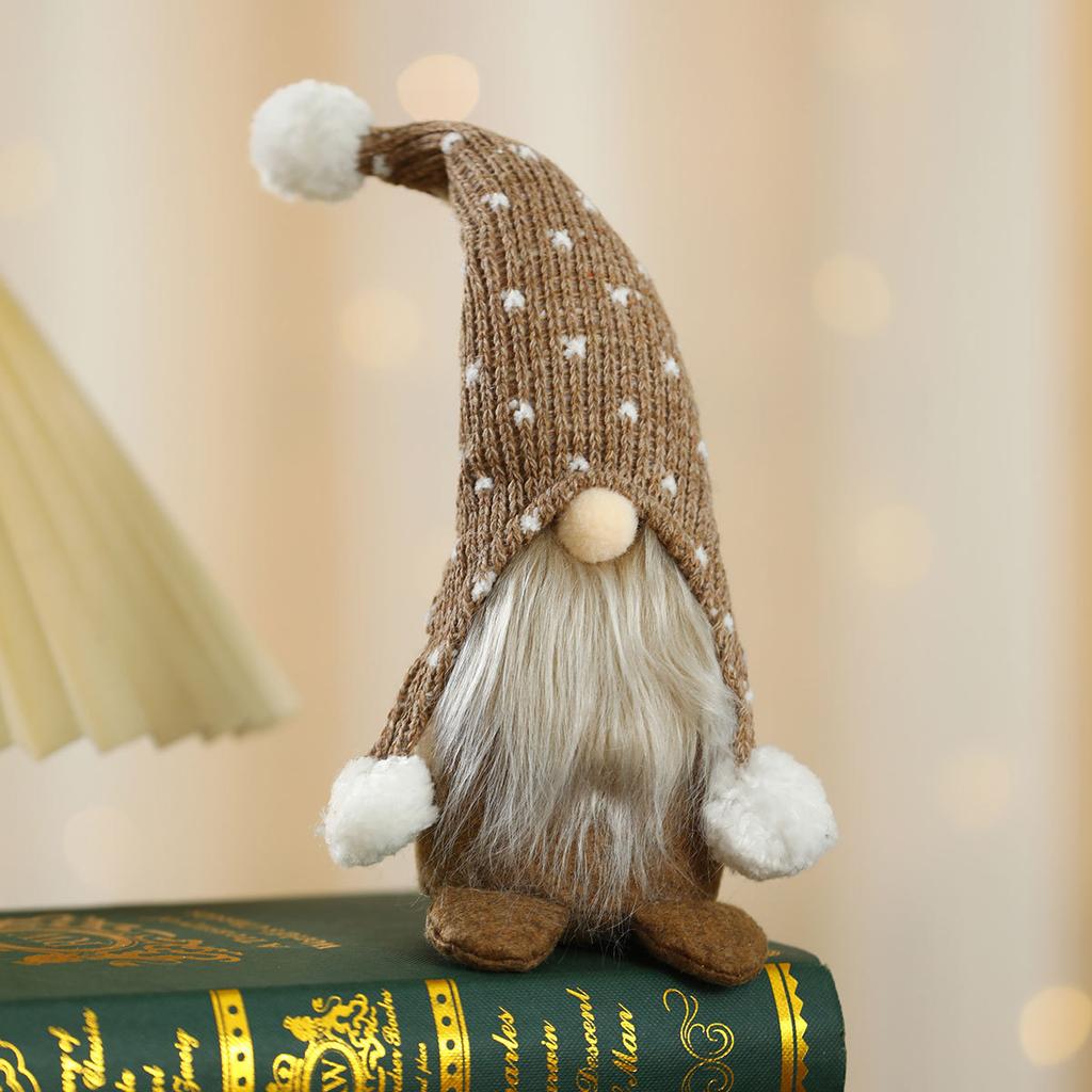 Christmas Polka Dot Knitted Hat Sitting Figure Decoration Home Hotel Window Decoration Gift