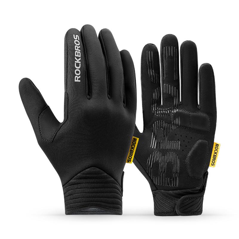

ROCKBROS Winter Cycling Gloves Thermal Windproof Warm Full Finger Gloves Touch Screen Men Women Outdoor Sports Bicycle Gloves S