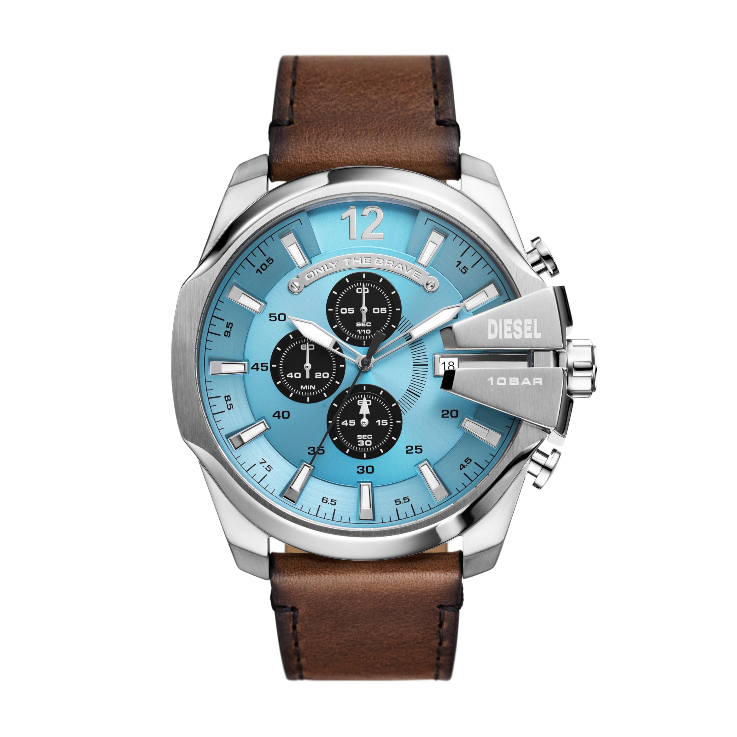 

Diesel Analog Blue Dial Strap Men s Watch, Brown, коричневий