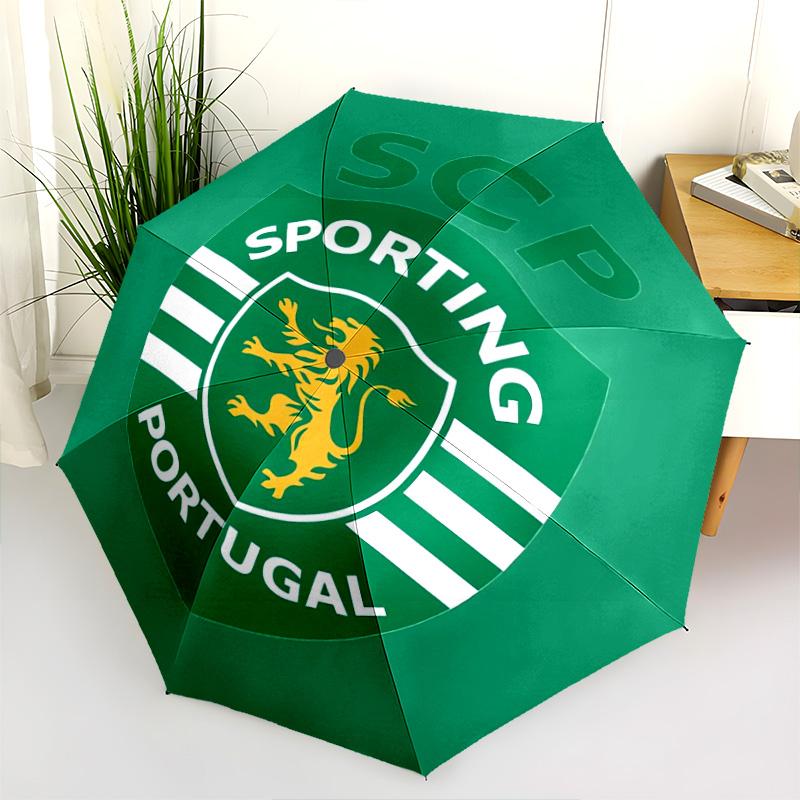 Portugal: Lion Emblem Green Shield Folding umbrella 8 paraphenoid bones Suitable for all seasons travel Sun umbrella Umbrella