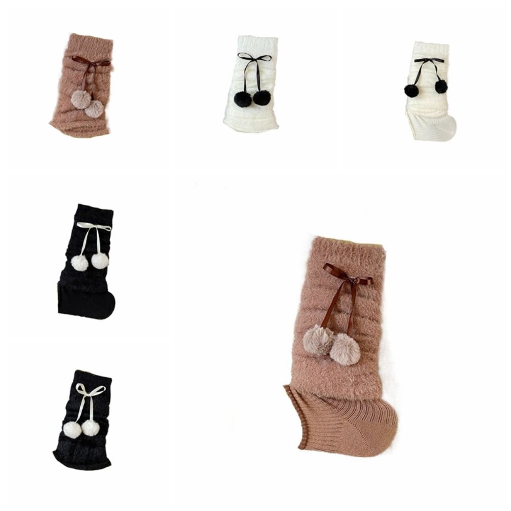 Thicken Balletcore Plush Stockings Y2k Knitted Leg Covers Trendy Mink Fur Leg Warmer  Women