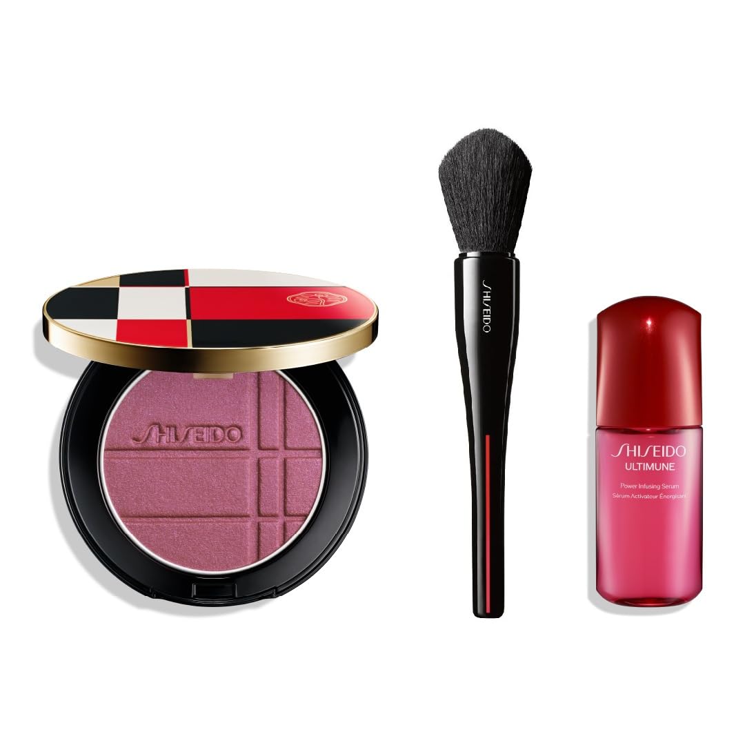 SHISEIDO Enhancer Kit Color + Glow Enhancer 07 purple amethyst 7g + MARU FUDE Multi Face Brush + Ultimune Serum Mini (10g) Face & Eye Color