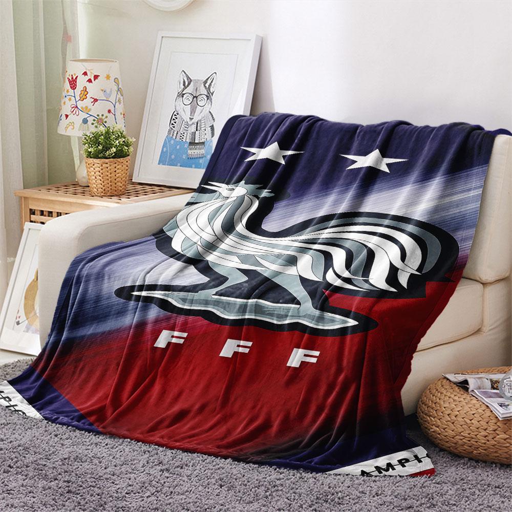 1PC France National Football Team Patterned Flannel Blanket Suitable For All Seasons for Home Decor Warmth and Comfort Gifts Holiday Present