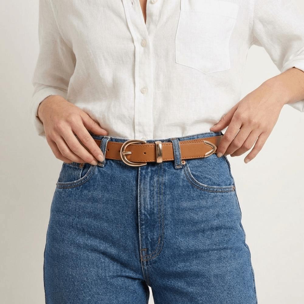 Metal Women Waistband Punk Trousers Belt Cool PU Leather Belt  Male