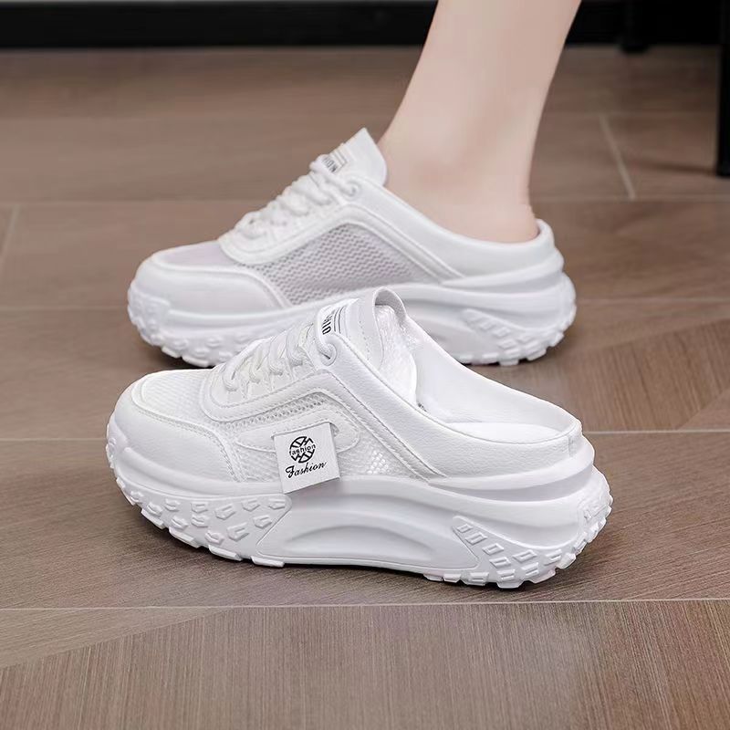 

Baotou slippers women s summer wear fashion 2024 new shoes with skirts thick-soled sandals breathable lazy half drag 35 хаки