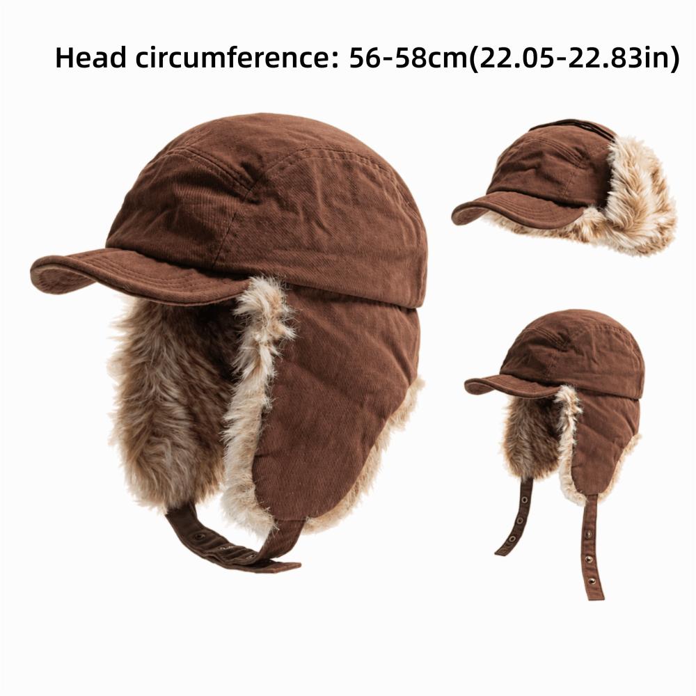 Windproof Lei Feng Hat Plush Earflap Ski Headwear Retro Style Ski Pilot Cap For Men and Women