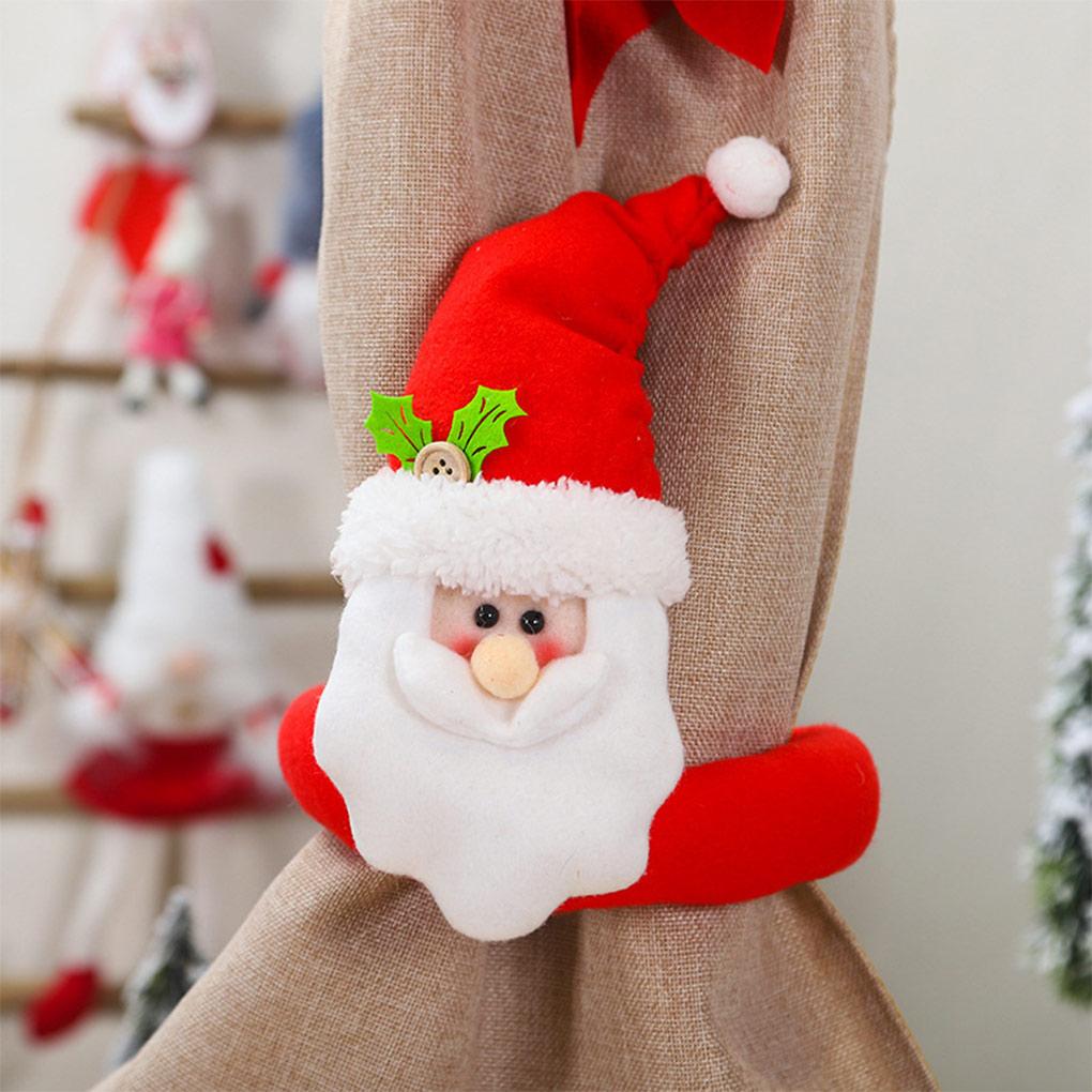 Christmas Curtain Buckle Tieback Cartoon Santa Claus Snowman Blind Cramp Ring Drape Window Decoration Navidad Restaurant